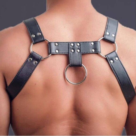 Men’s Leather Harness Mens, Adjustable Bulldog Chest Harness - Picture 4 of 4